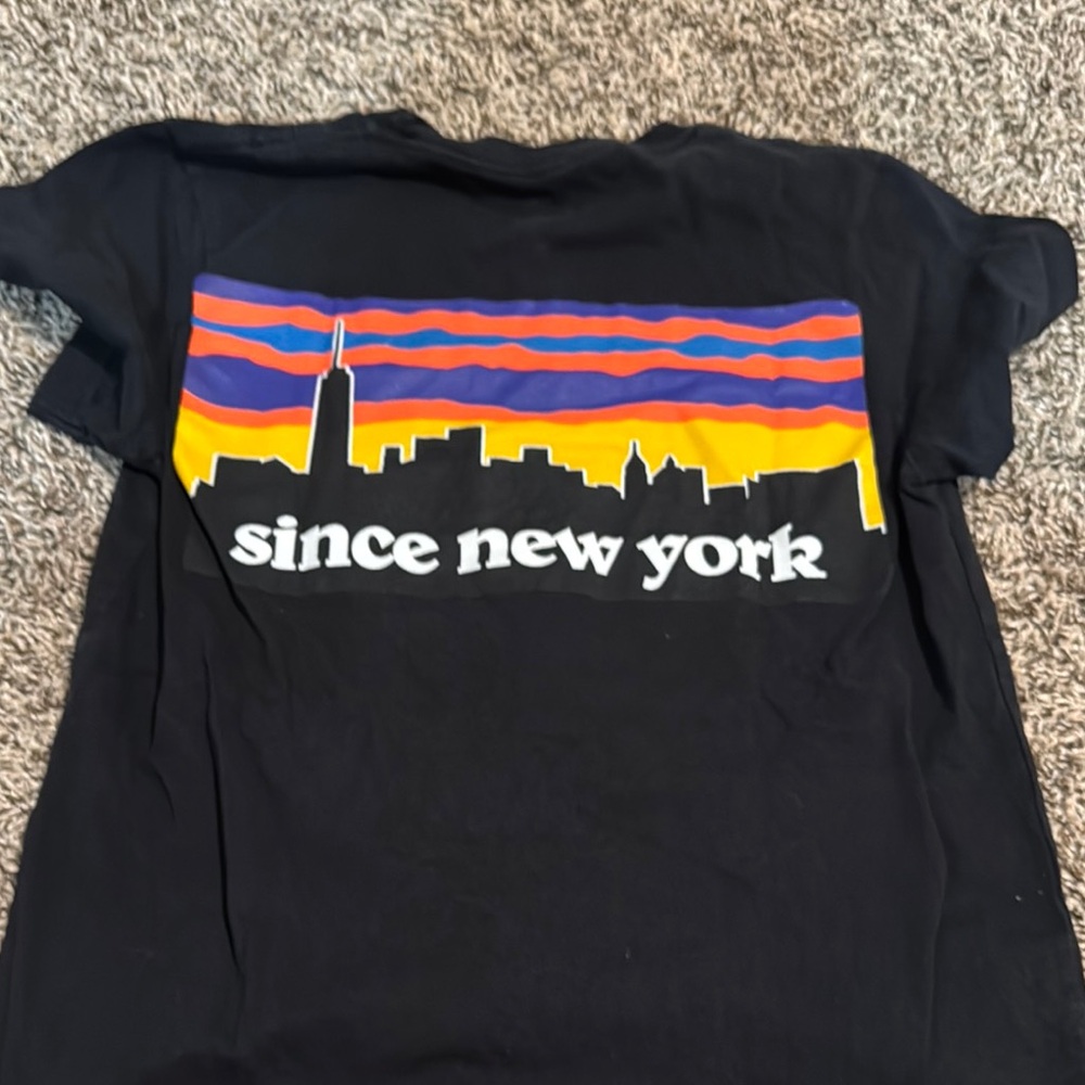 Black Graphic Tee with Skyline Design
